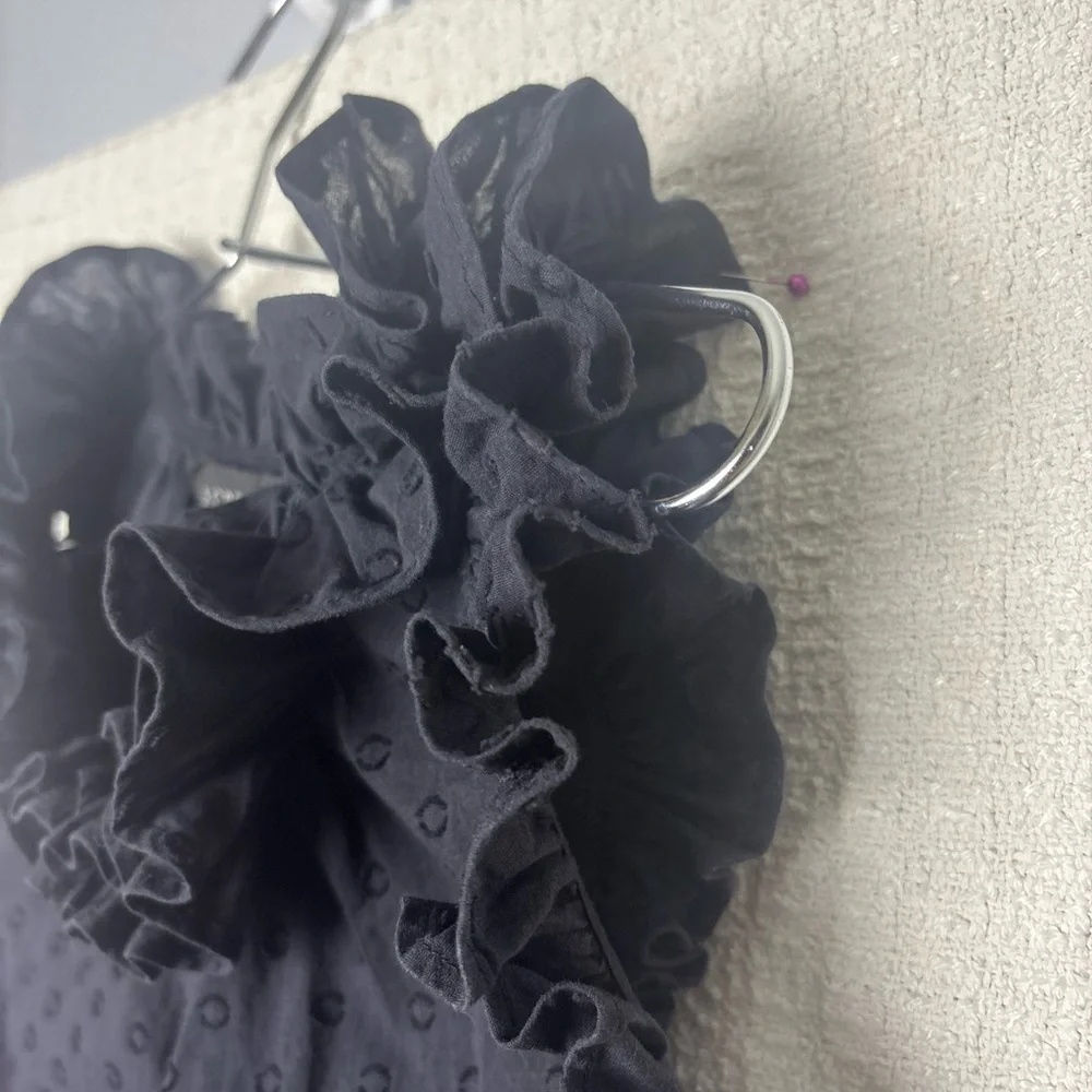 J. Crew‎ Black Sleeveless Ruffled Blouse